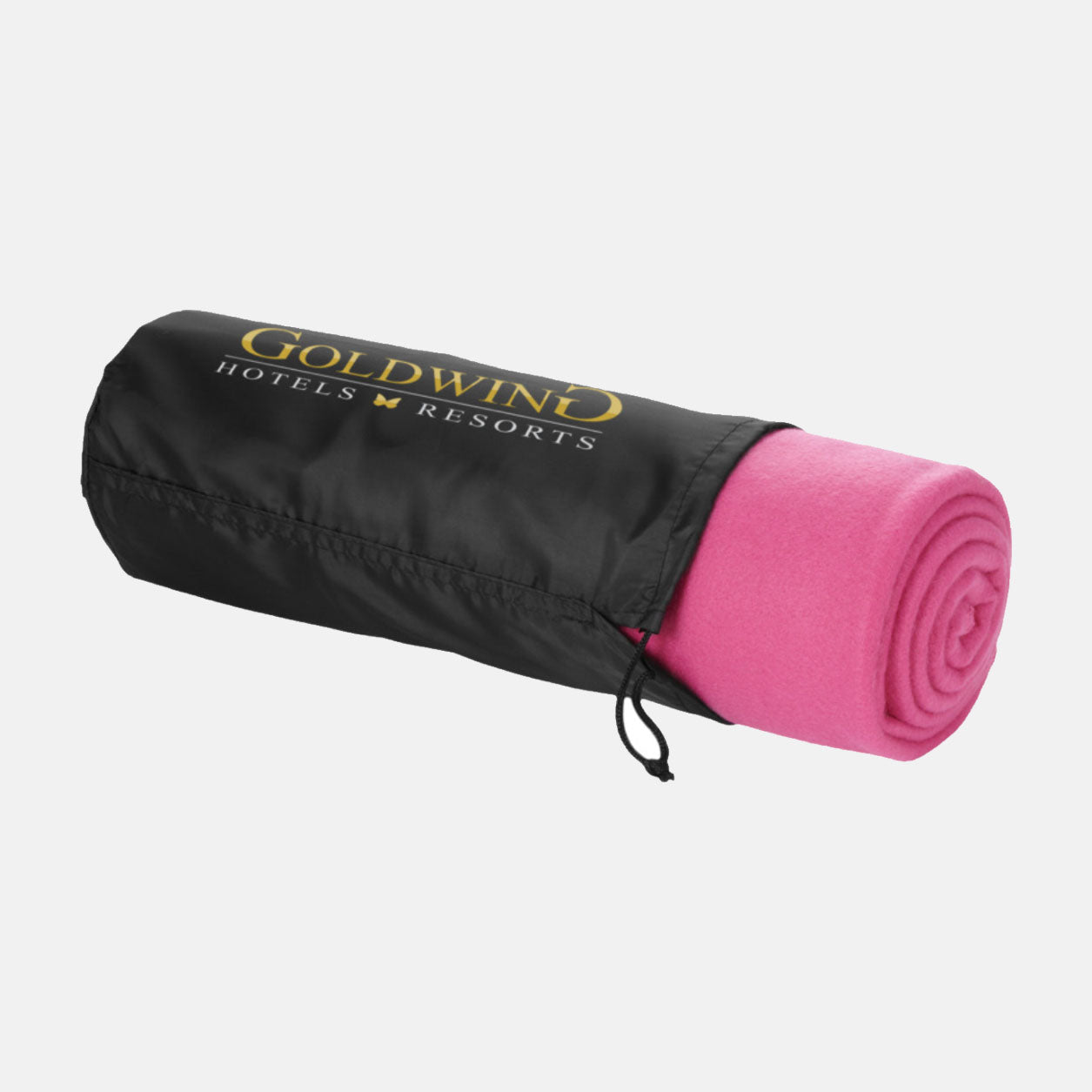 Fleece dekens met bedrukking op tasje 150x120cm
