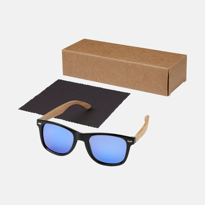 Duurzame houten zonnebrillen met logo in geschenkverpakking