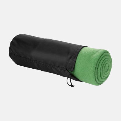 Fleece dekens met bedrukking op tasje 150x120cm