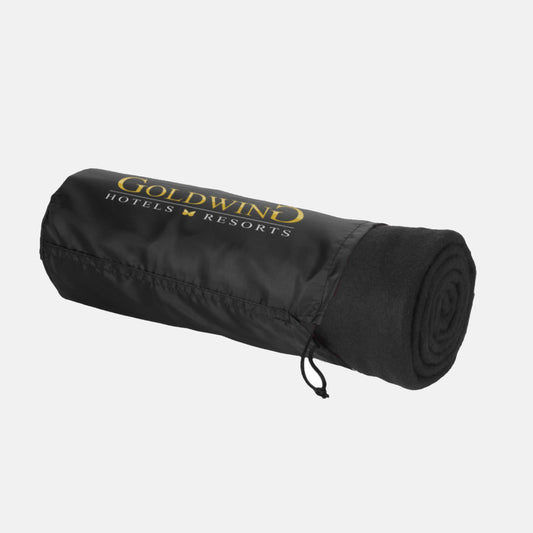 Fleece dekens met bedrukking op tasje 150x120cm